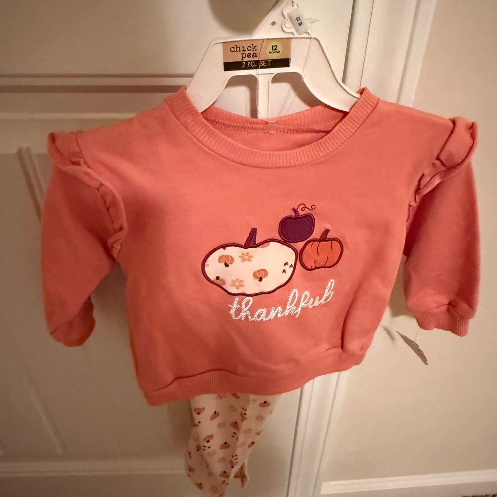Chick Pea Kids Thankful Pumpkin Sweatshirt - Orange